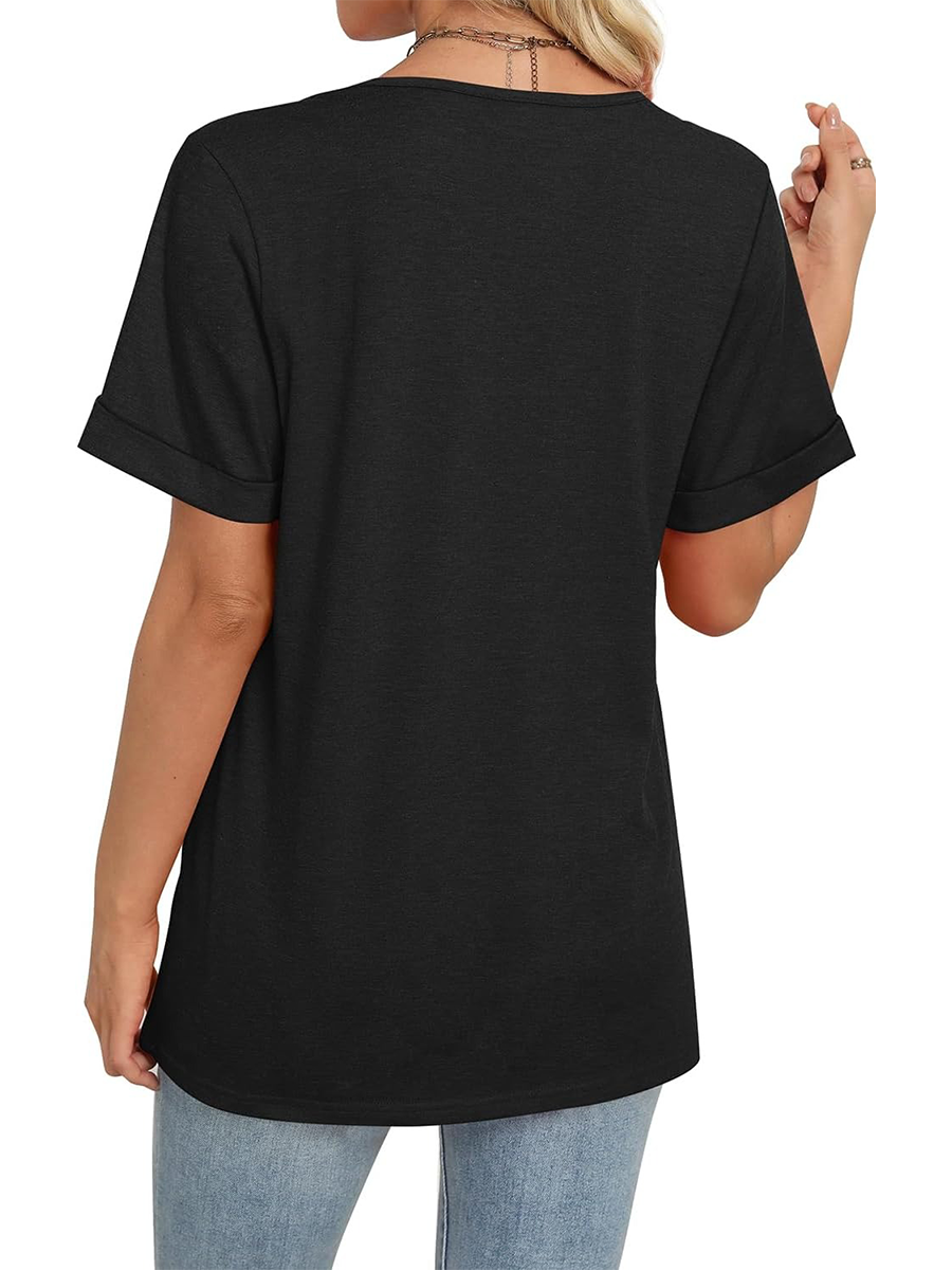 Women's Summer V Neck Short Sleeve Basic Casual T-shirt
