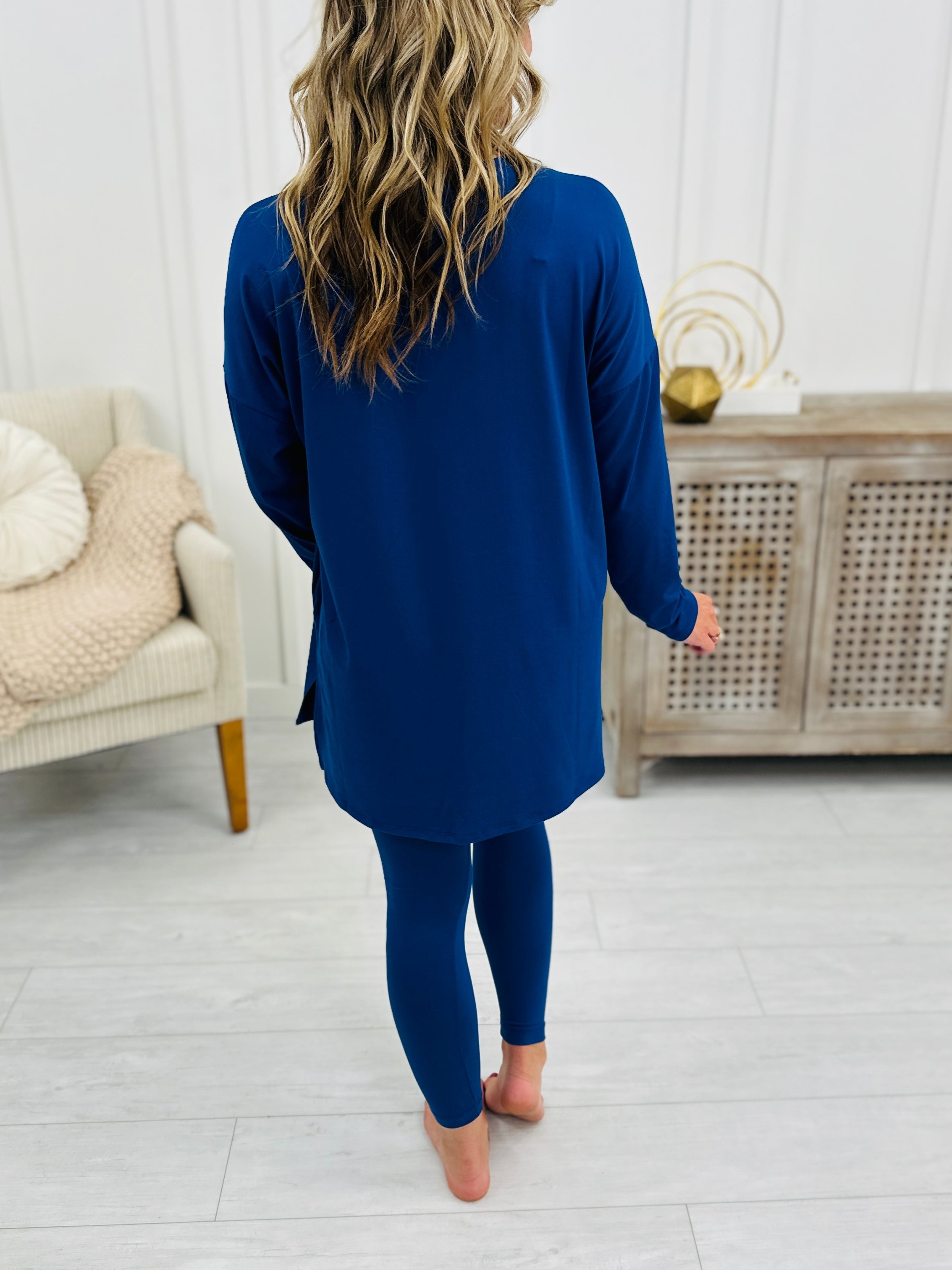 Buttery Soft Microfiber Long Sleeve Side Slit Loungewear Set