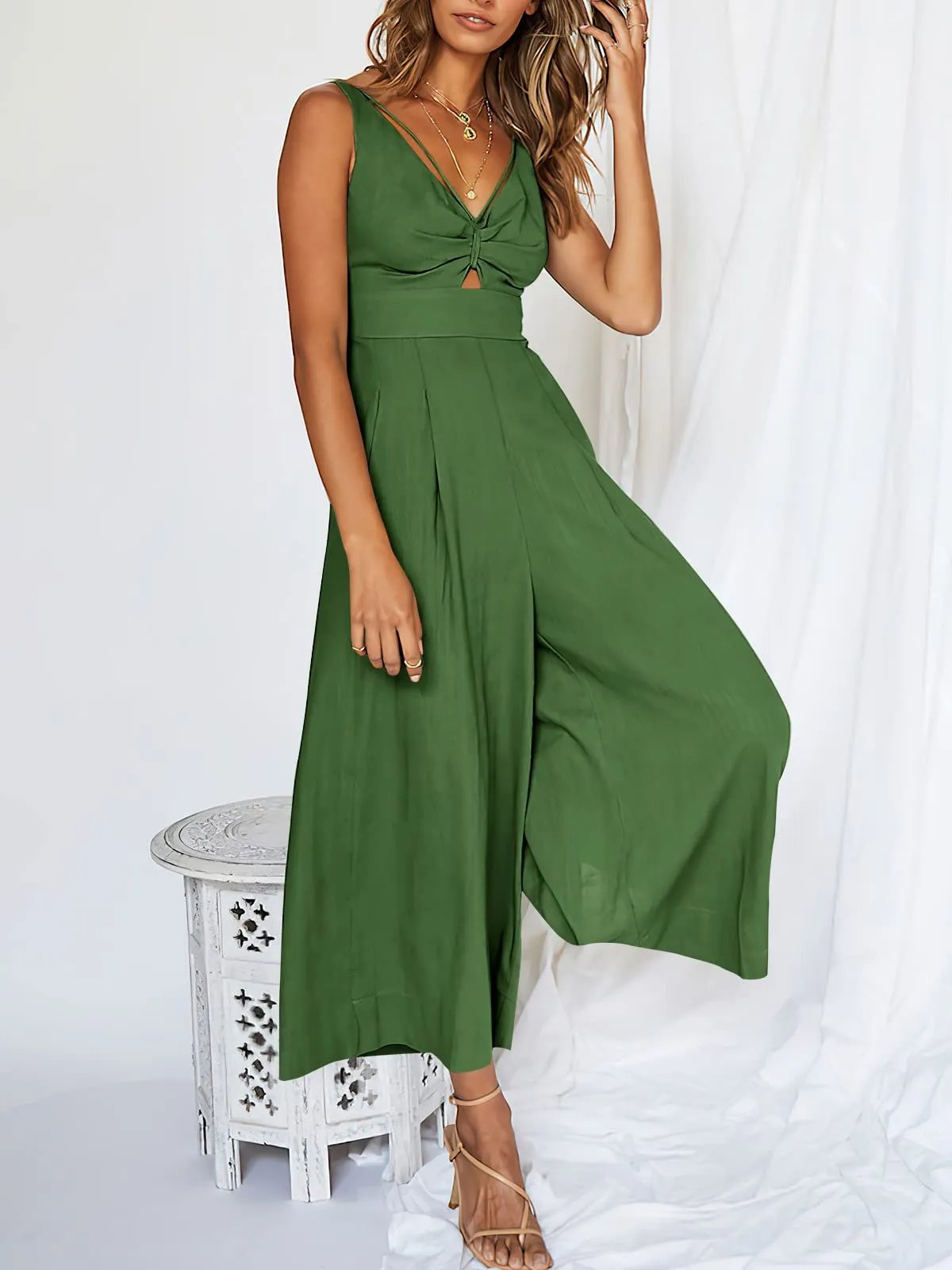 New Summer V Neck Cutout High-Waist Rompers
