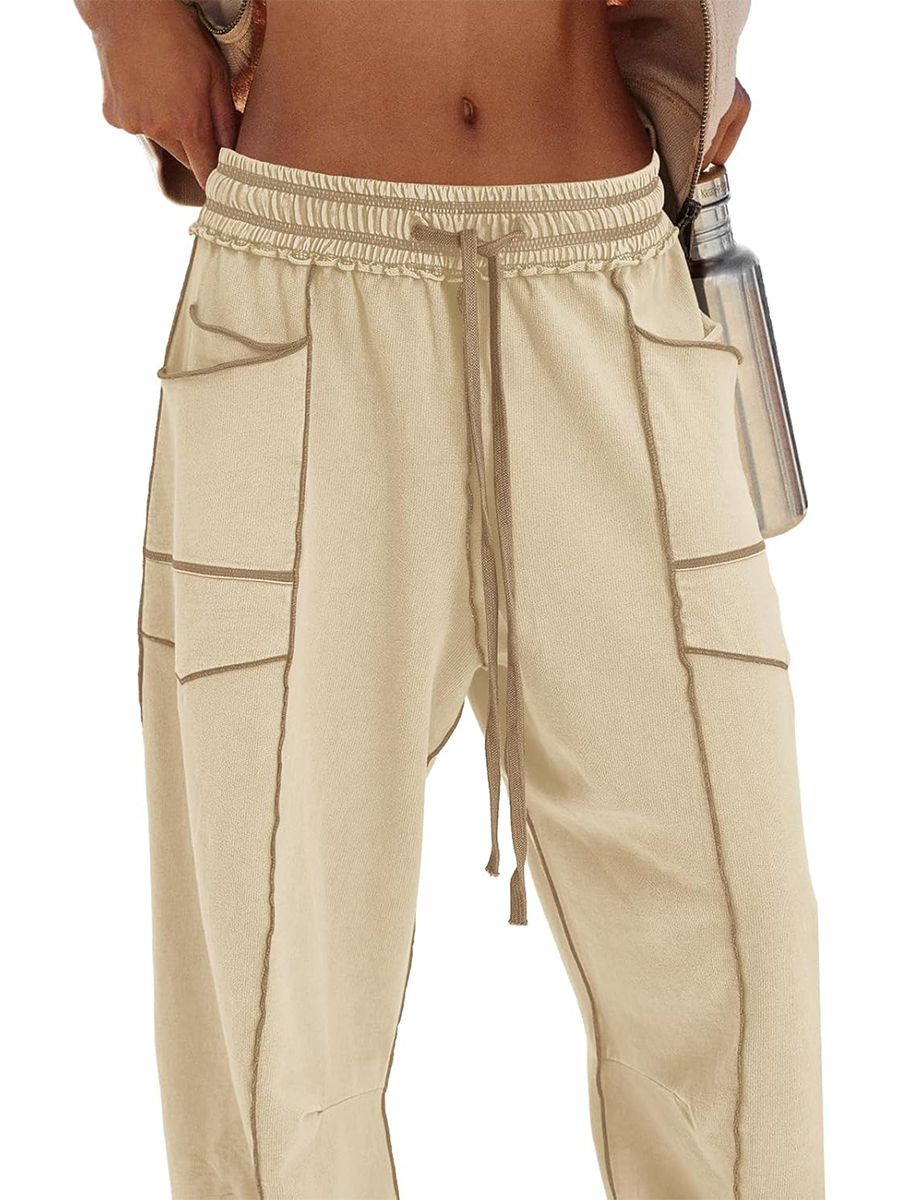 Women's Casual Drawstring Wide Leg Sweatpants Baggy Barrel Pants