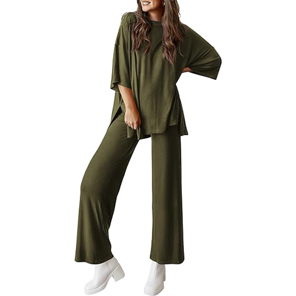 Women's 2 Piece Outfits Casual Short Tops and Wide Leg Pants Lounge Sets (Buy 2 Free Shipping)