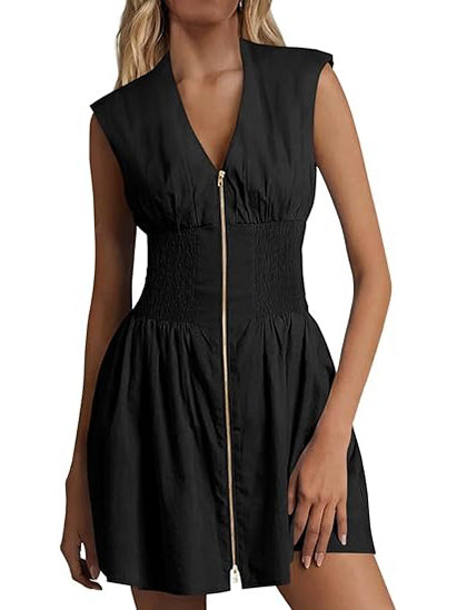 HOT SALE Women's Utility Style Zip Front Tank Dress