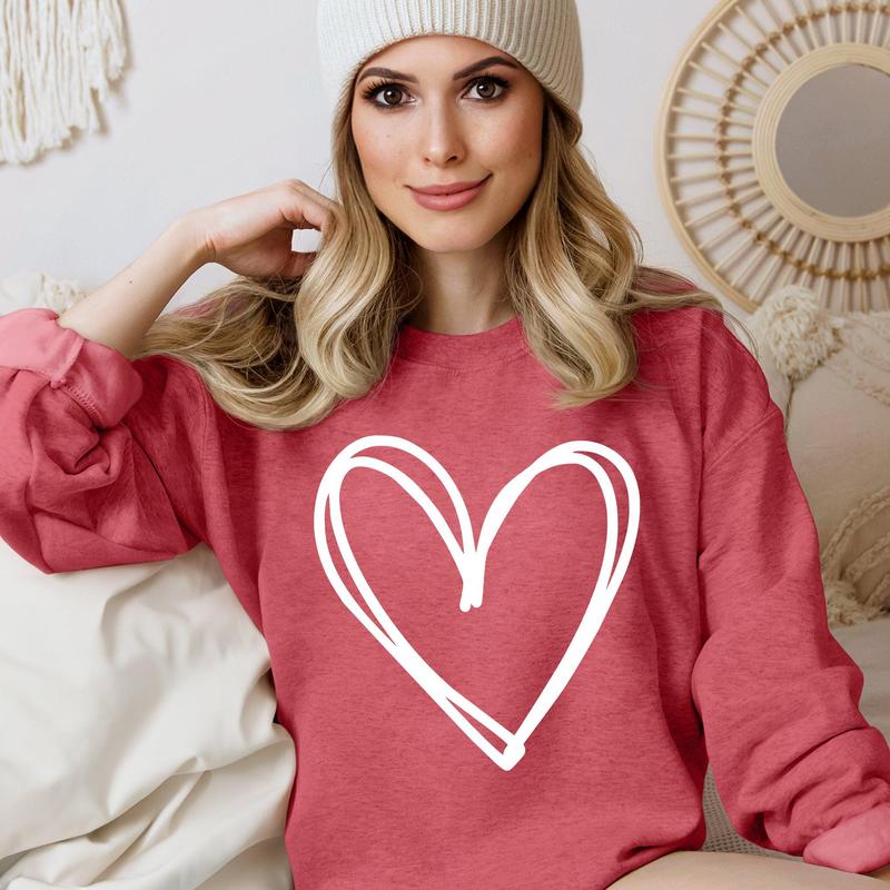 Double-Layered Heart Printed Valentines Sweatshirt