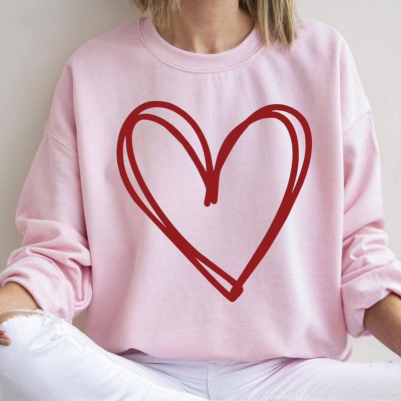 Double-Layered Heart Printed Valentines Sweatshirt
