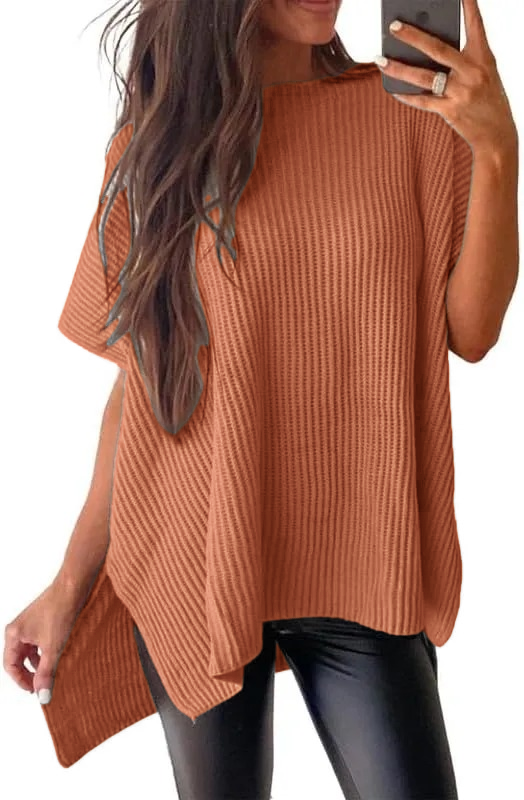 HOT SALE Women's Lightweight Knit Batwing Short Sleeve Sweater