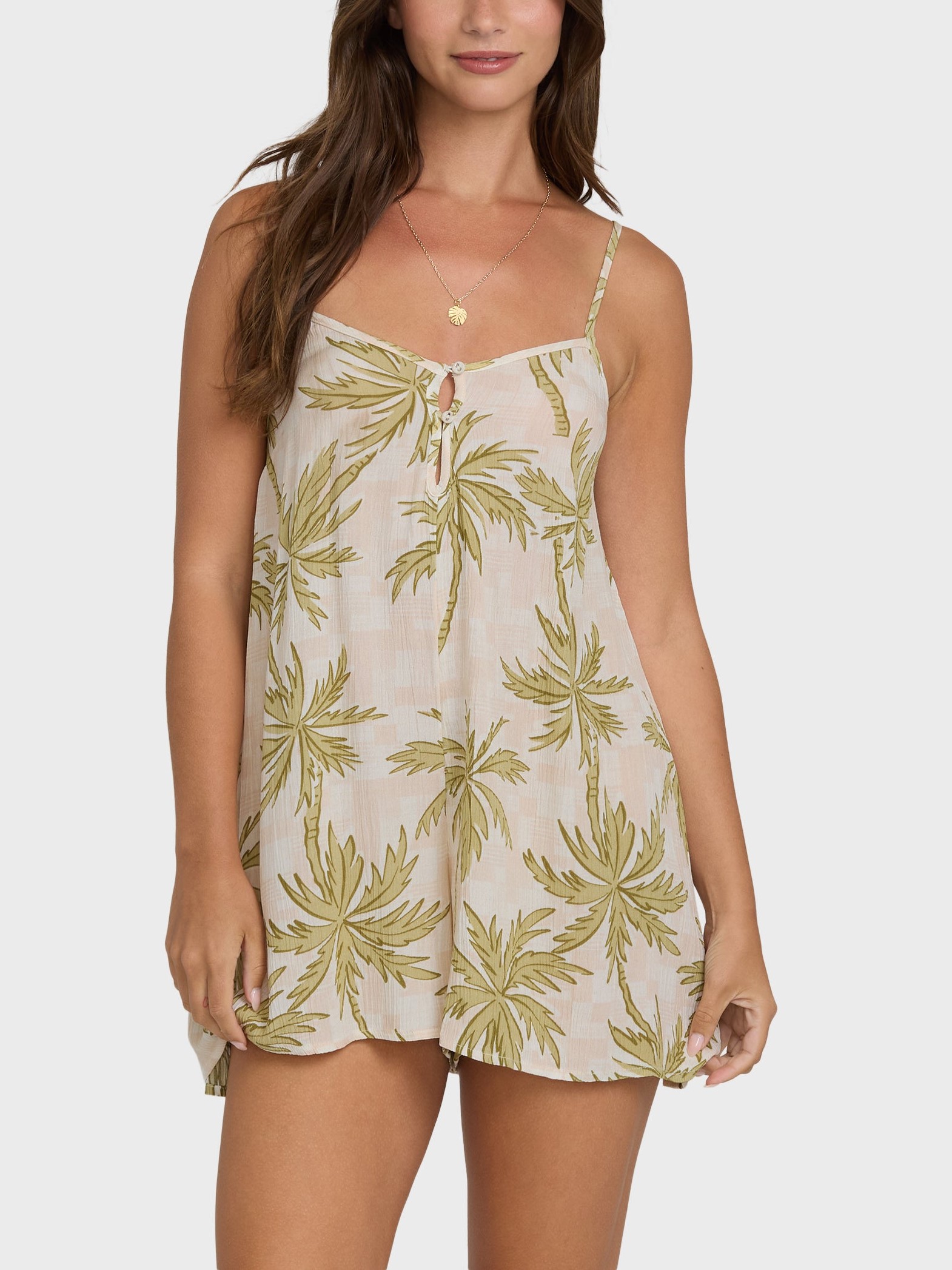 Women's Boho Printed Button Romper Short Jumpsuit