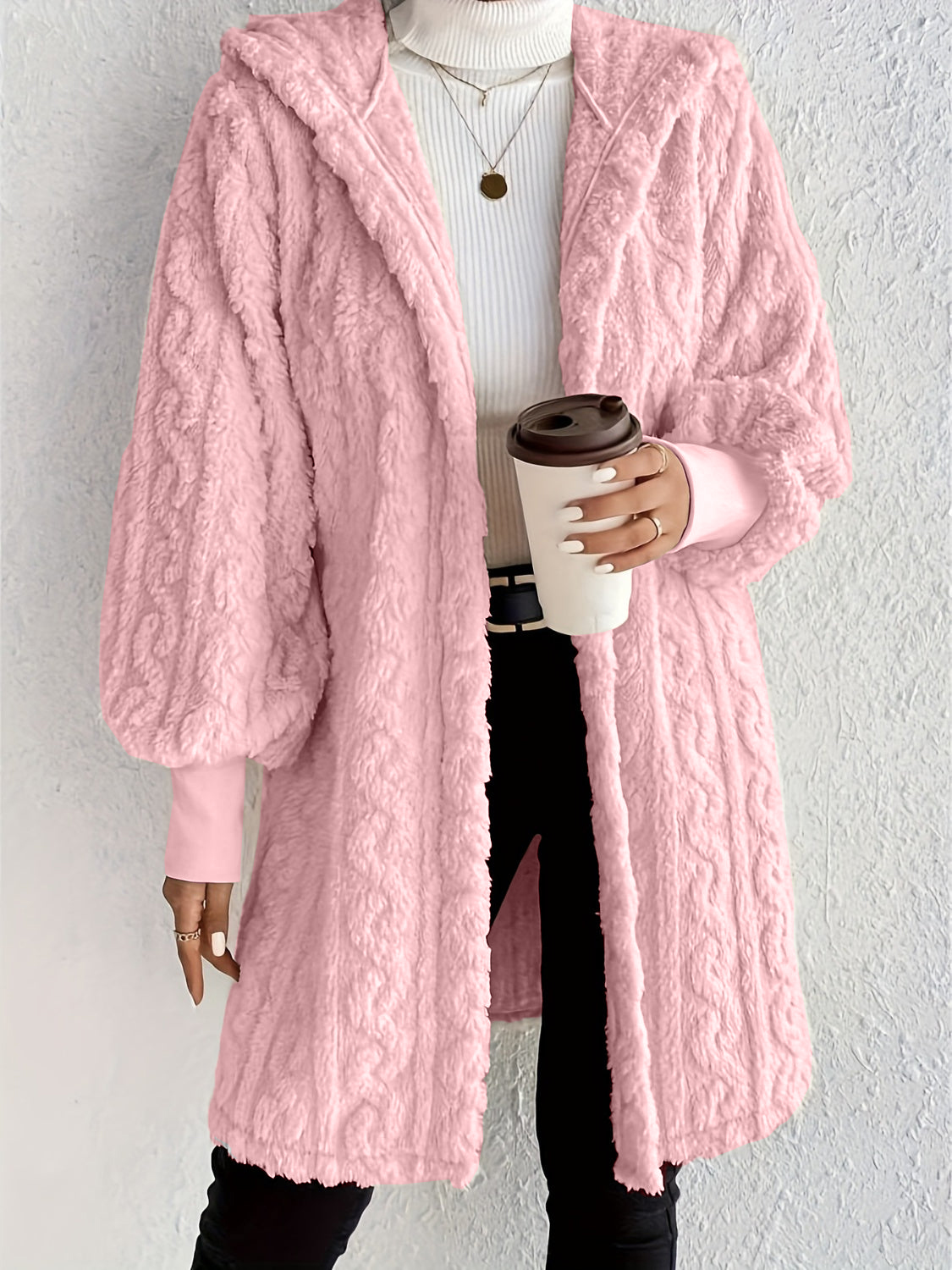 Cozy Open-Front Hooded Jacket –Fuzzy Long Sleeve Layer (Final Days: Big Savings!!!)