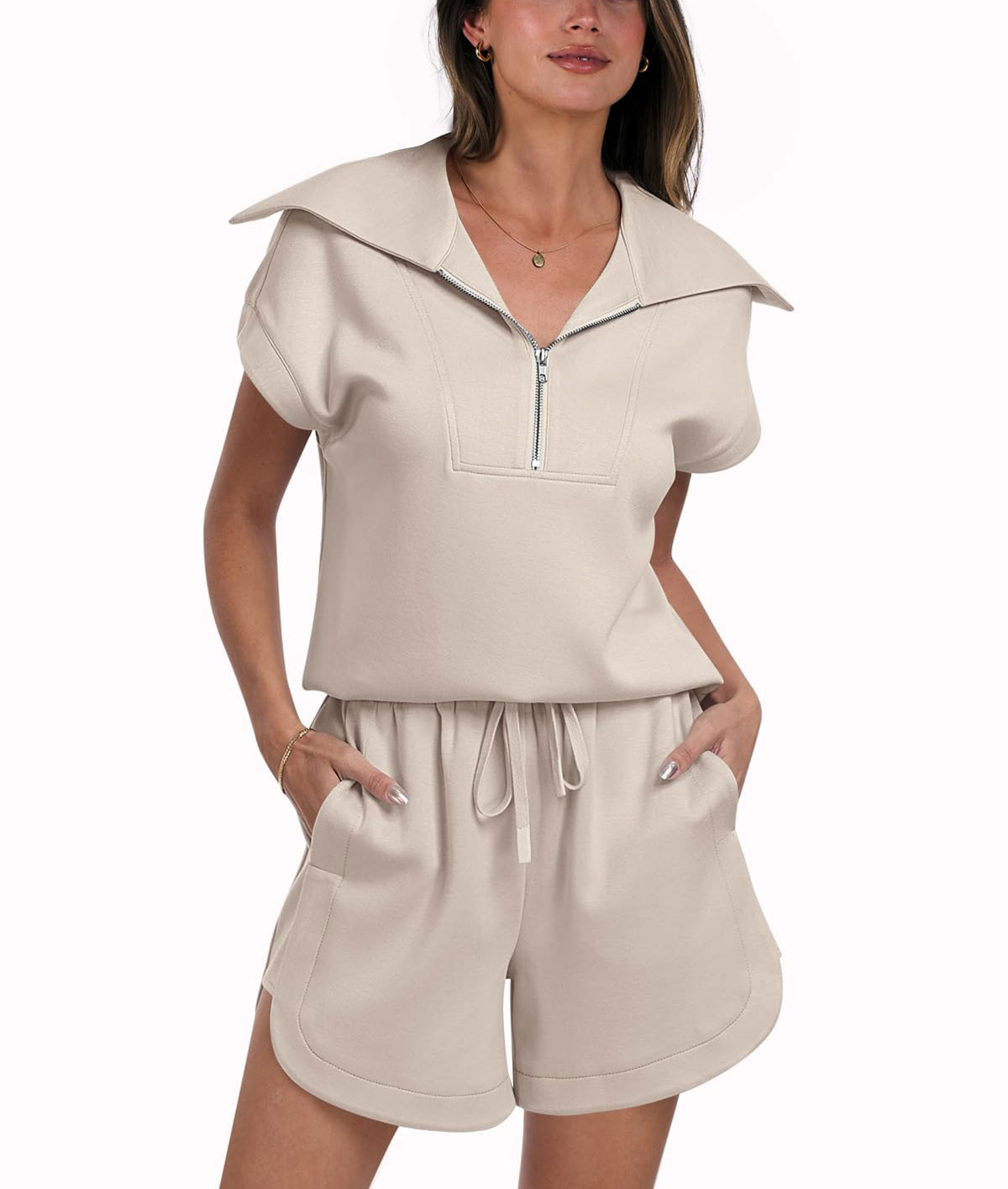 Woman Loose Fit Solid Sweat Suits Sets