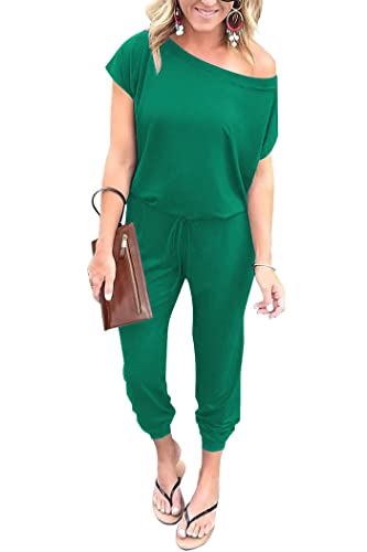 Women's  Off Shoulder Elastic Waist Stretchy Long Romper Jumpsuit