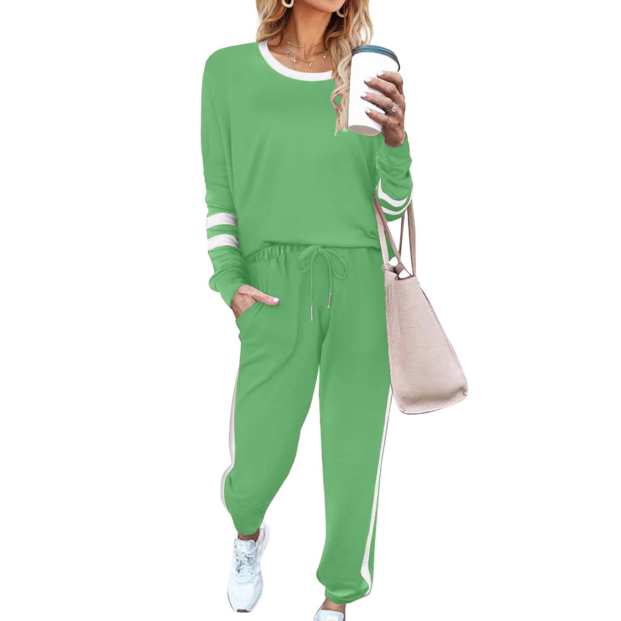 Womens Casual Crewneck Sweatshirts Pullover 2 Piece Outfits