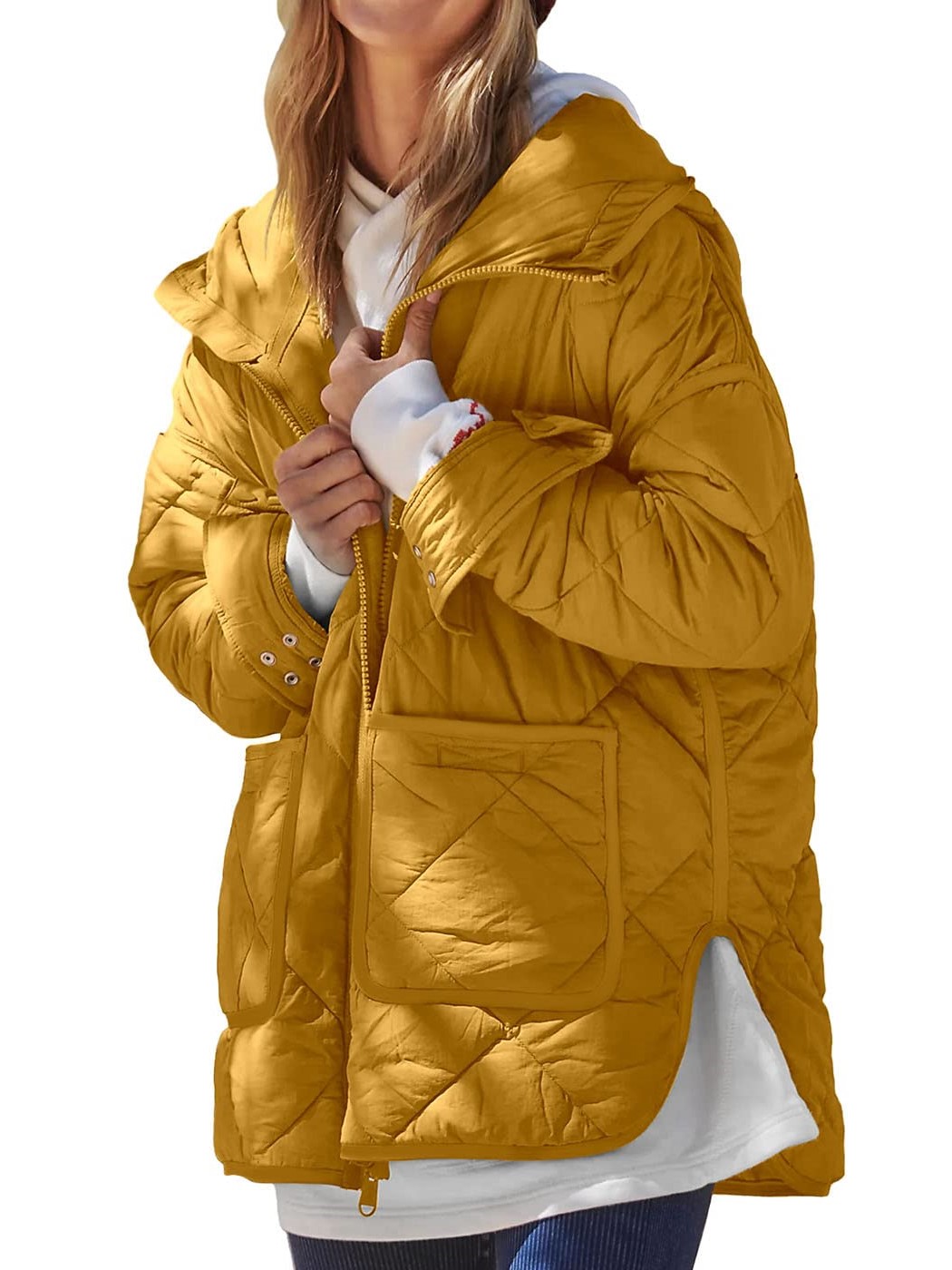 Women's Trendy Hooded Long Sleeve Zip Up Quilted Puffer Jacket