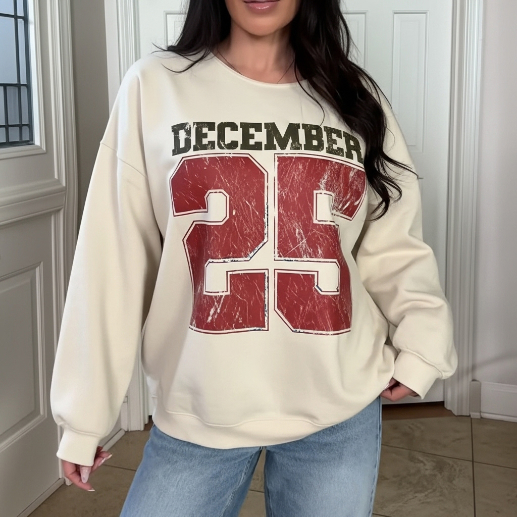 Retro December 25 Christmas Crewneck Sweatshirt