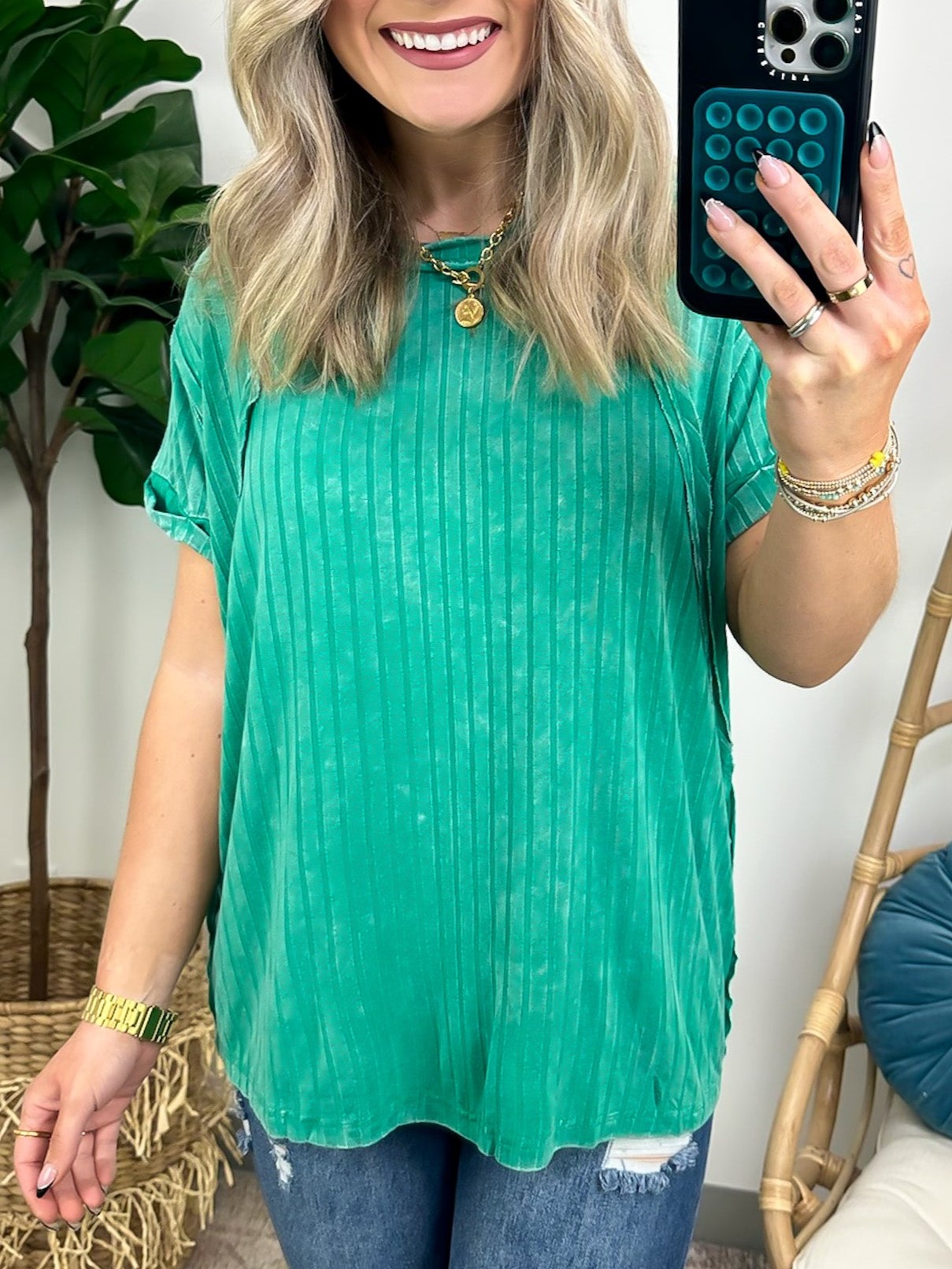 Ribbed Striped Knit Top