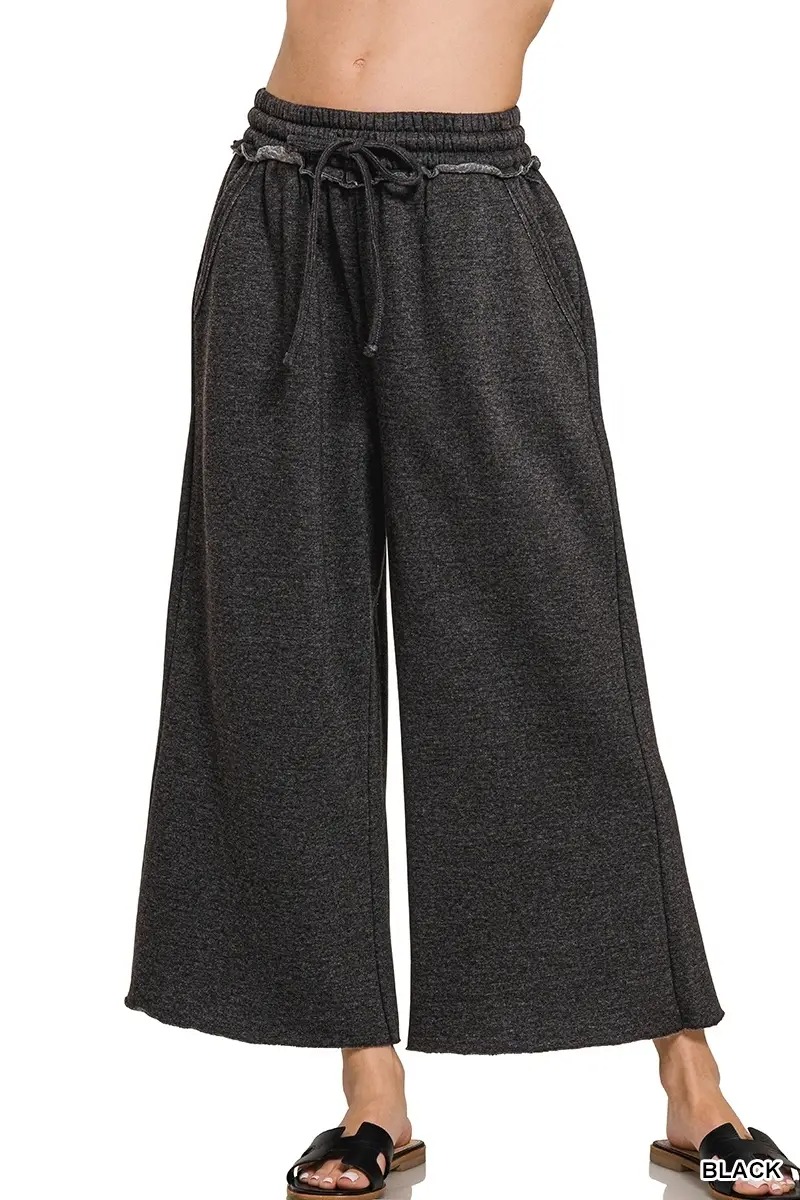 Women's Comfy Acid Wash Palazzo Sweatpants with Pockets