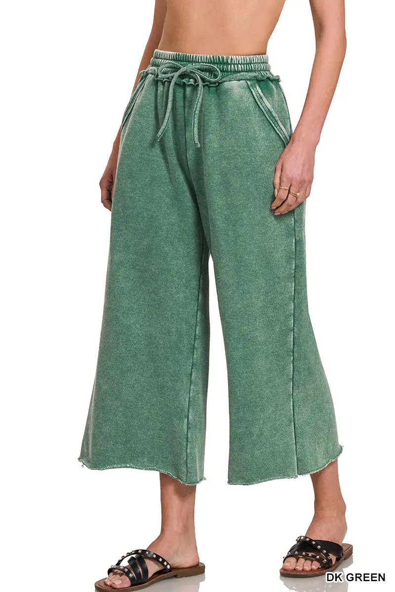 Women's Comfy Acid Wash Palazzo Sweatpants with Pockets