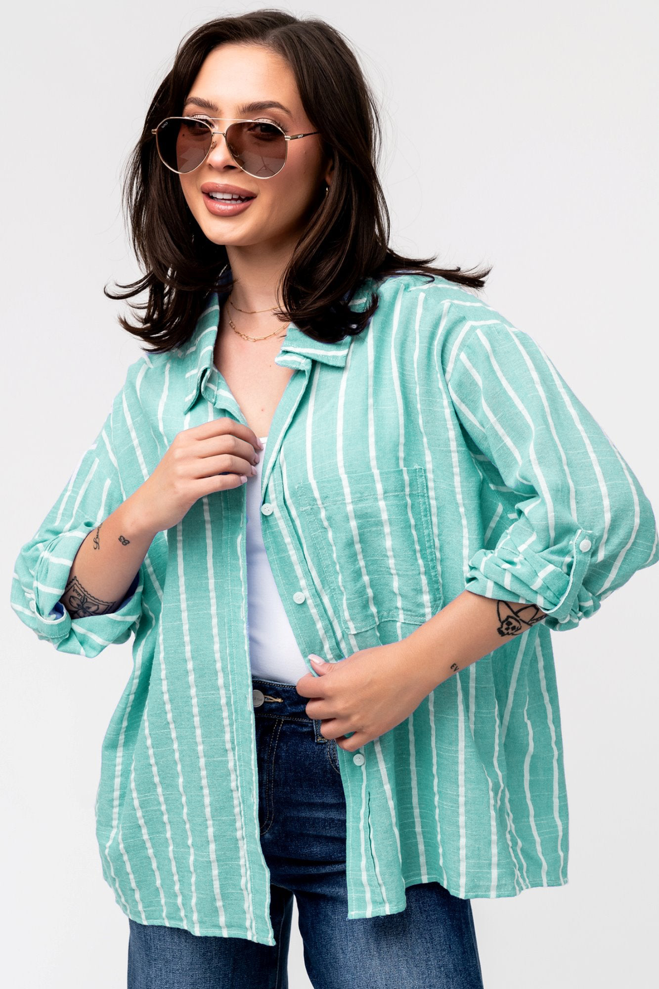 Women's Fashion Button Shirt Jacket Long Sleeve