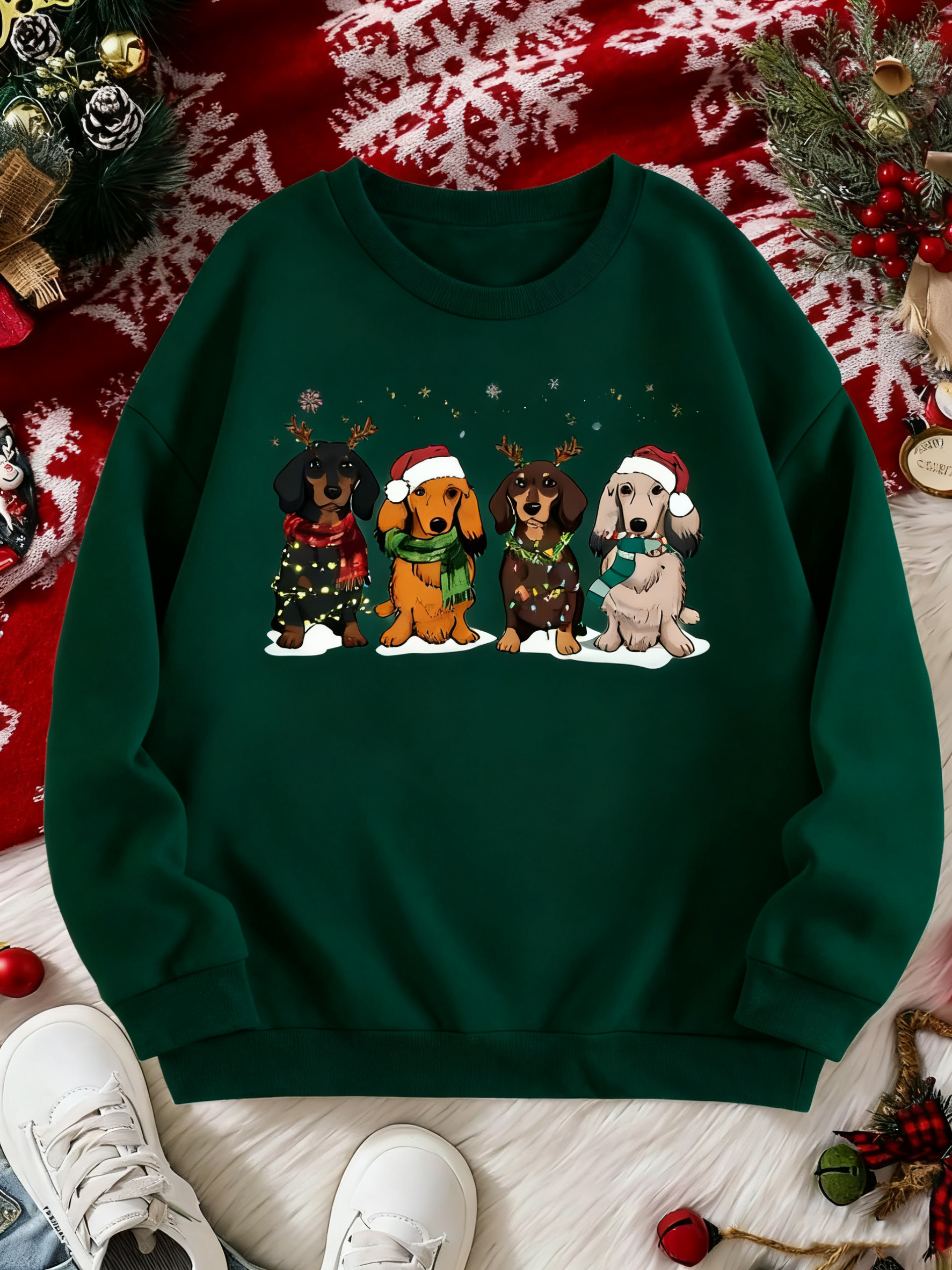 Cute Dachshund Christmas Sweatshirt, Dog Lover Shirt