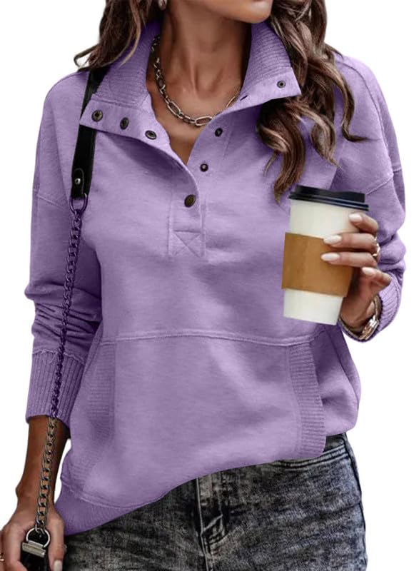 Women's Button Lapel Sweatshirt With Pockets(Buy 2 Free Shipping)