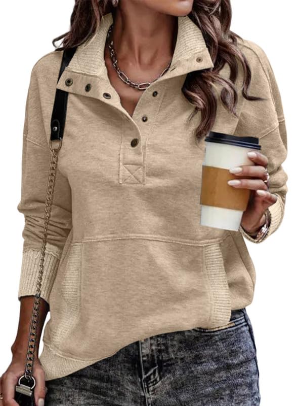 Women's Button Lapel Sweatshirt With Pockets(Buy 2 Free Shipping)