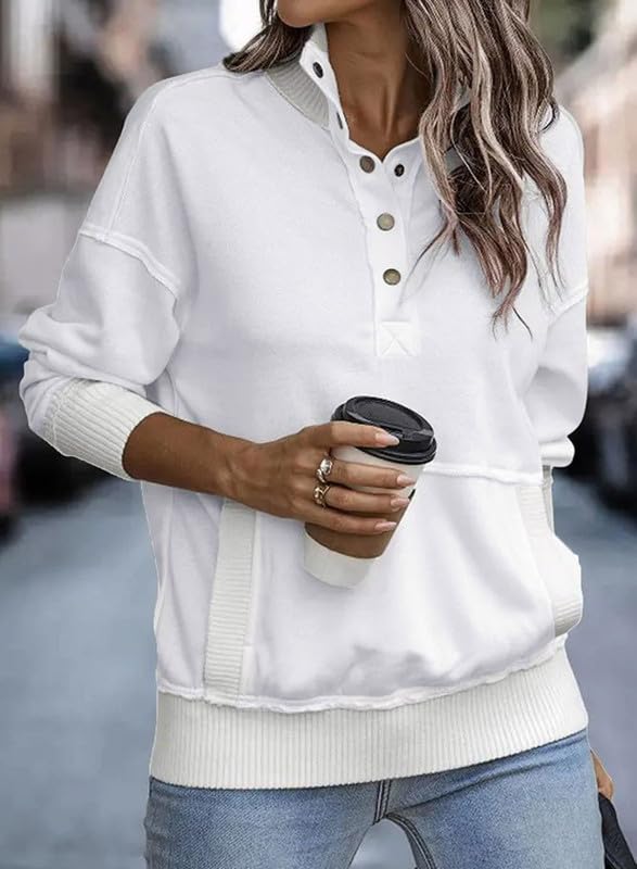 Women's Button Lapel Sweatshirt With Pockets(Buy 2 Free Shipping)