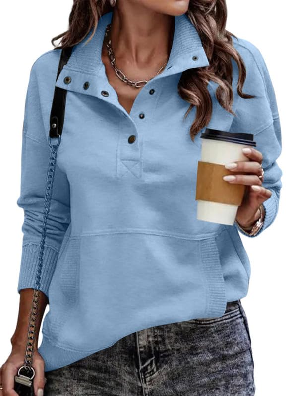 Women's Button Lapel Sweatshirt With Pockets(Buy 2 Free Shipping)