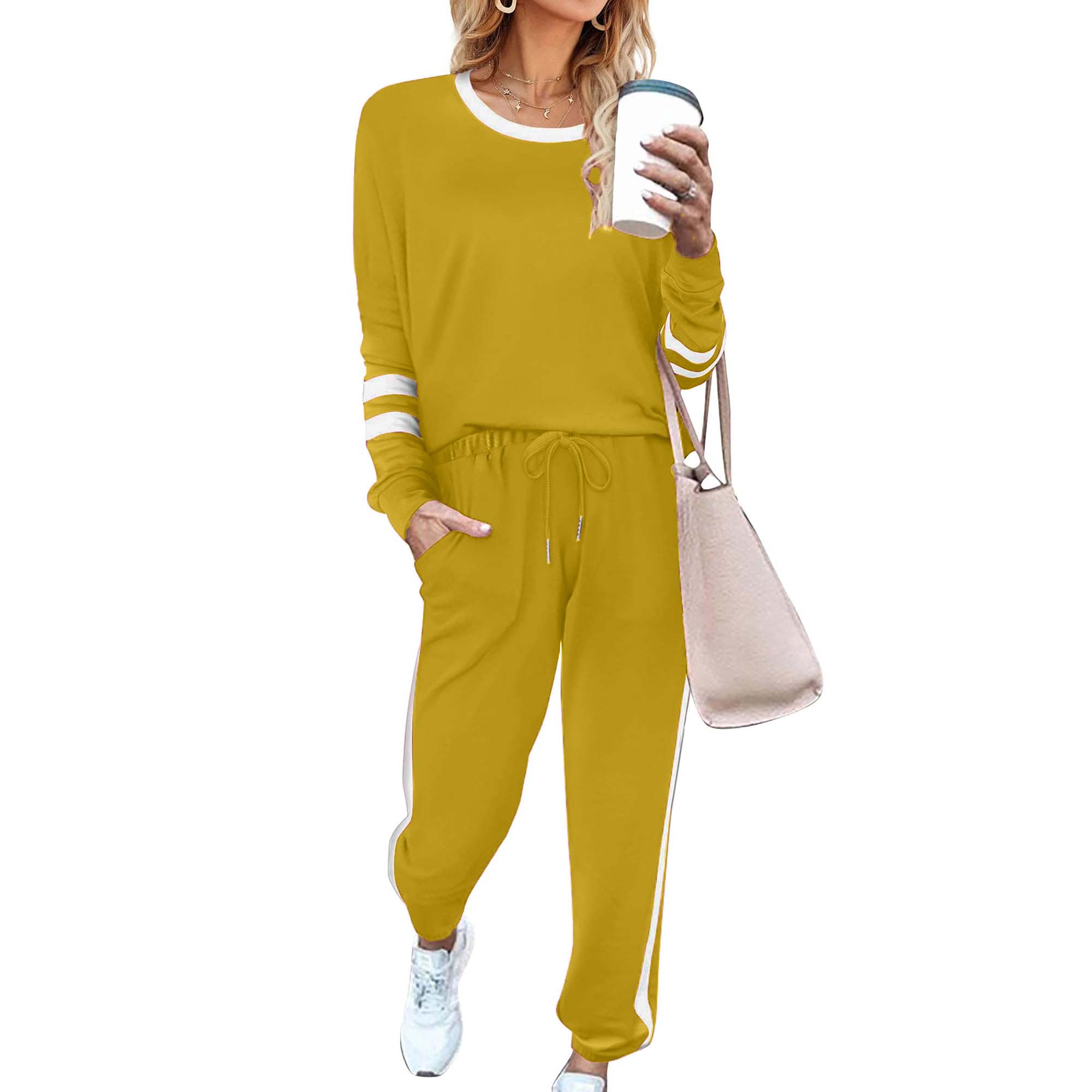 Womens Casual Crewneck Sweatshirts Pullover 2 Piece Outfits