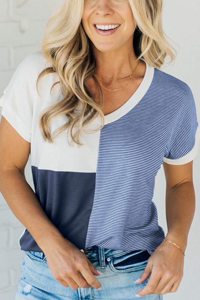 Jem Colorblock V-Neck Tee