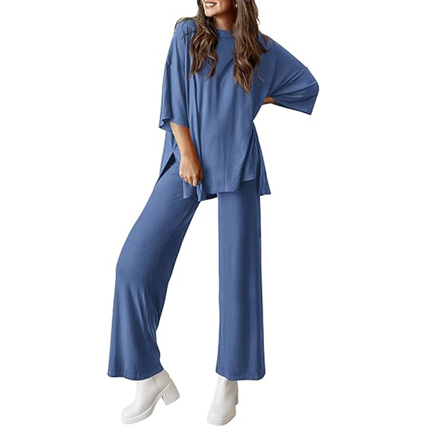 Women's 2 Piece Outfits Casual Short Tops and Wide Leg Pants Lounge Sets (Buy 2 Free Shipping)