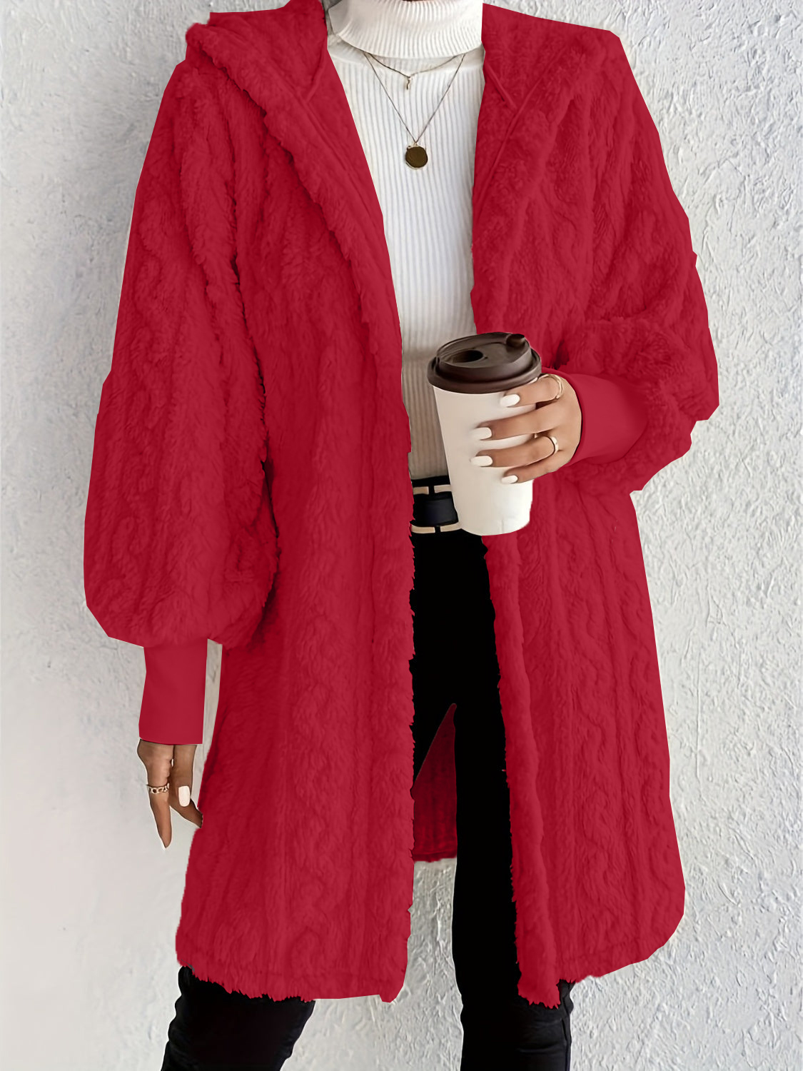 Cozy Open-Front Hooded Jacket –Fuzzy Long Sleeve Layer (Final Days: Big Savings!!!)