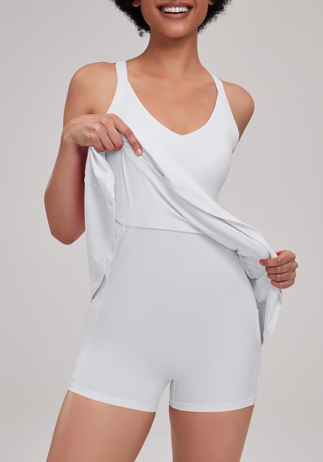 Open-Back with Eazy Peezy Built in Shorts Workout Athletic Dresses