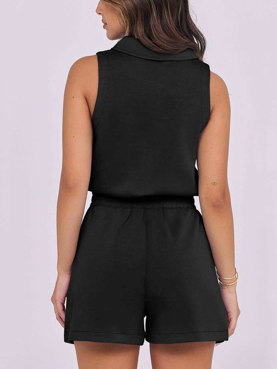 HOT SALE Women's Casual Sleeveless V Neck One Piece Short Jumpsuit