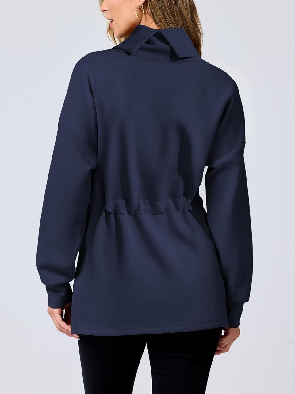 Women's Long Sleeve Turtleneck Drawstring Waist Hoodie Sweatshirts