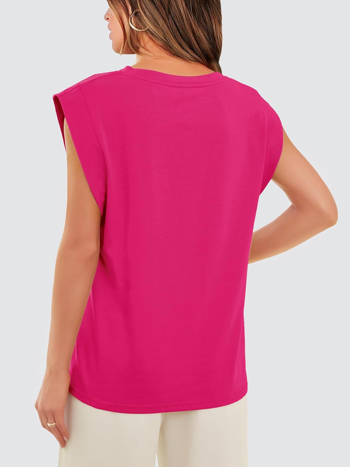 Women's Crewneck Cap Sleeve Casual Tank Basic Tee