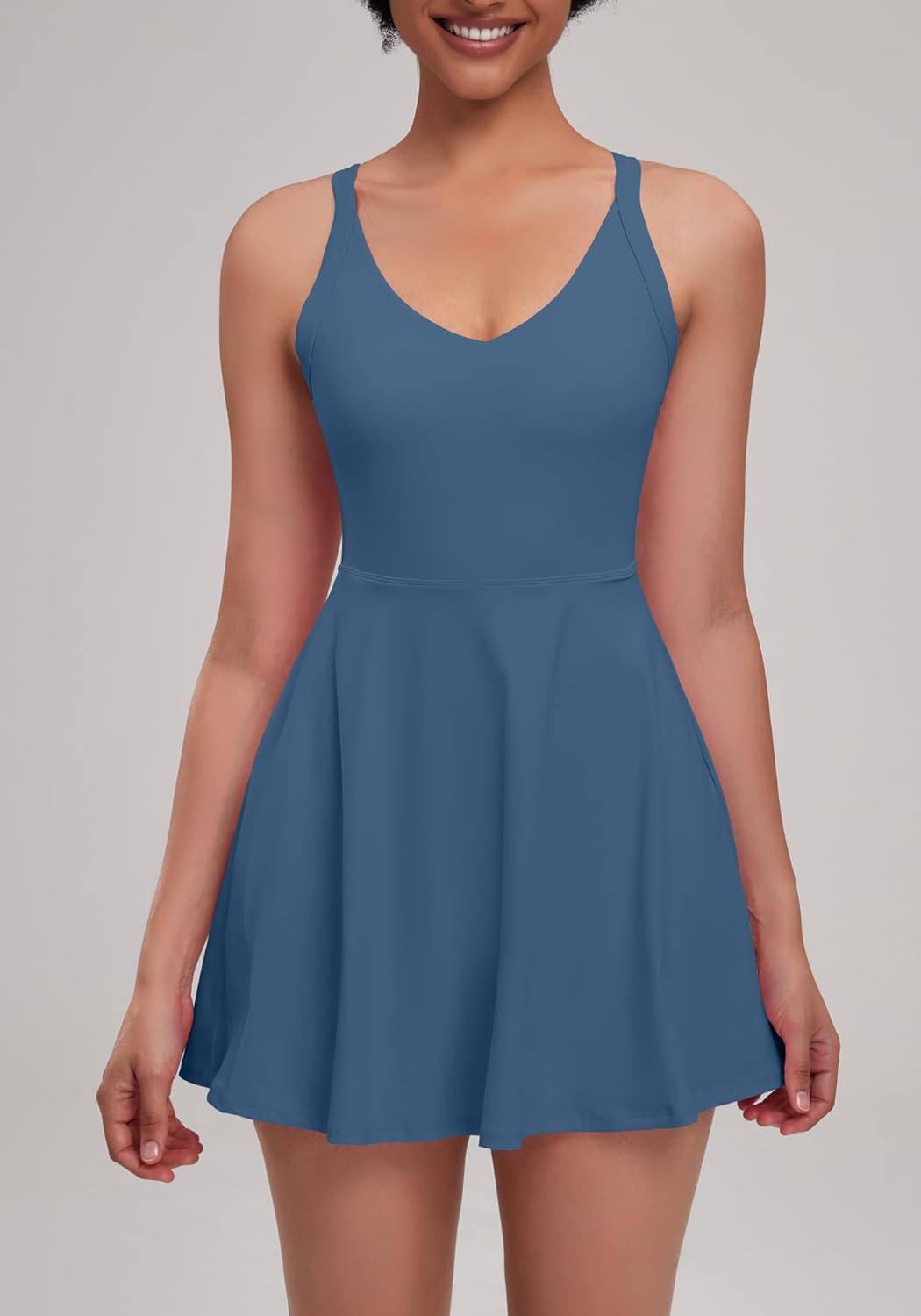 Open-Back with Eazy Peezy Built in Shorts Workout Athletic Dresses