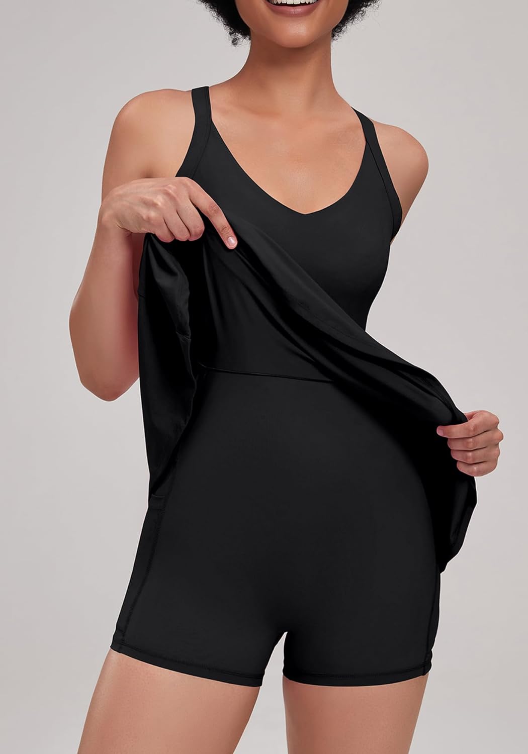 Open-Back with Eazy Peezy Built in Shorts Workout Athletic Dresses