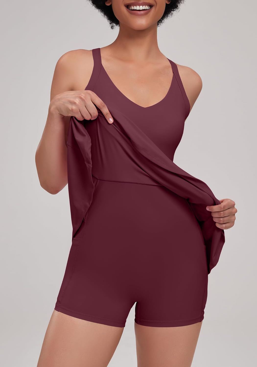 Open-Back with Eazy Peezy Built in Shorts Workout Athletic Dresses