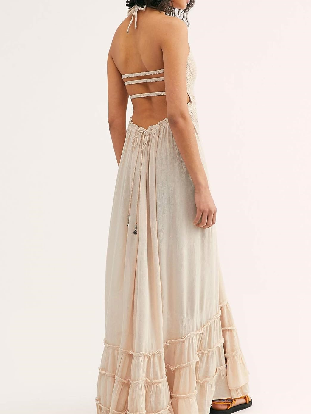 Women's Summer Halter Sexy Backless Maxi Dress
