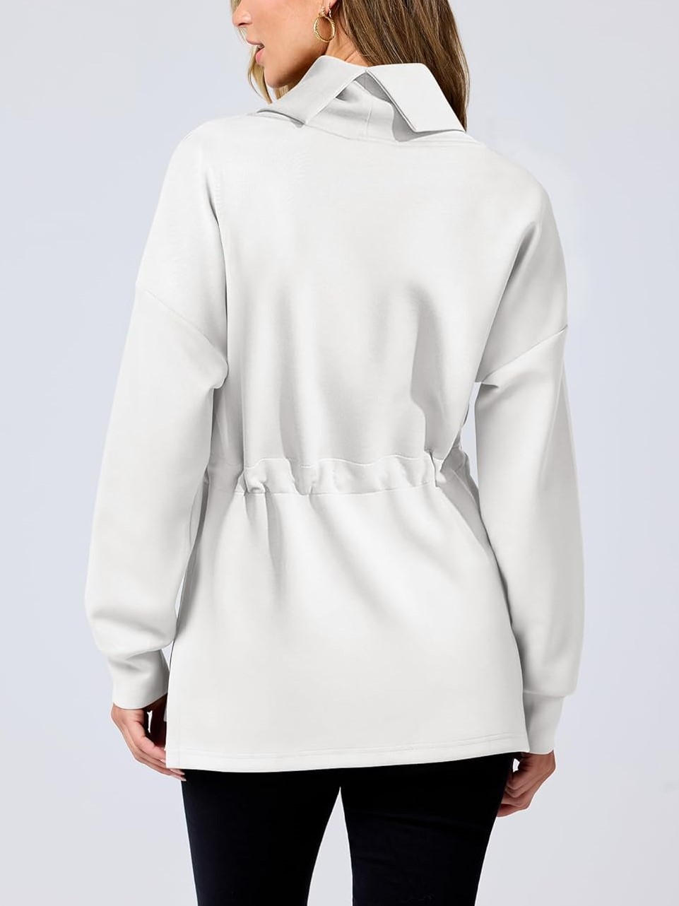 Women's Long Sleeve Turtleneck Drawstring Waist Hoodie Sweatshirts