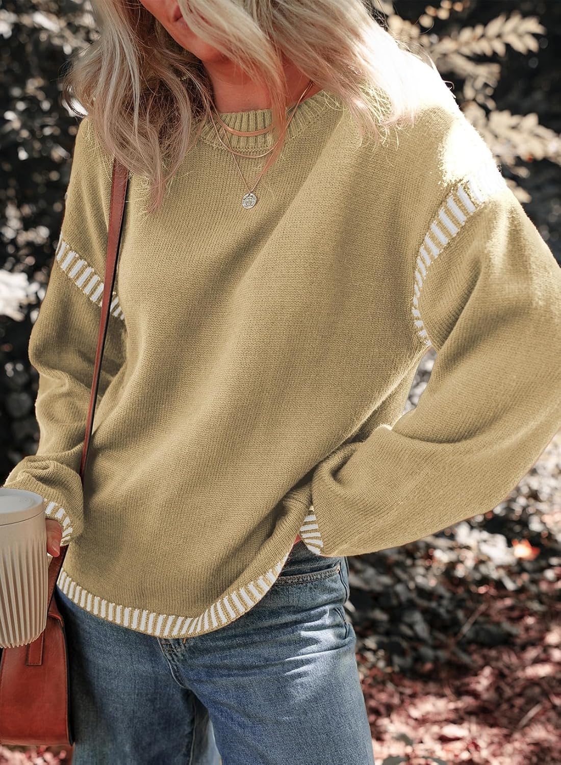 Cozy Contrast Trim Crewneck Sweater (Final Days: Big Savings!!!)