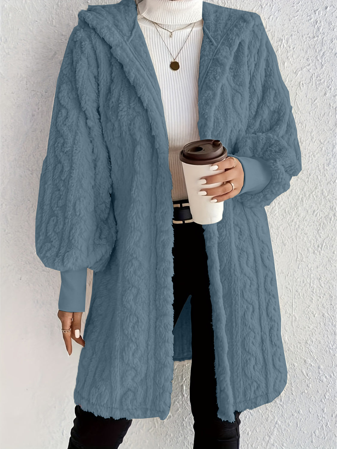 Cozy Open-Front Hooded Jacket –Fuzzy Long Sleeve Layer (Final Days: Big Savings!!!)