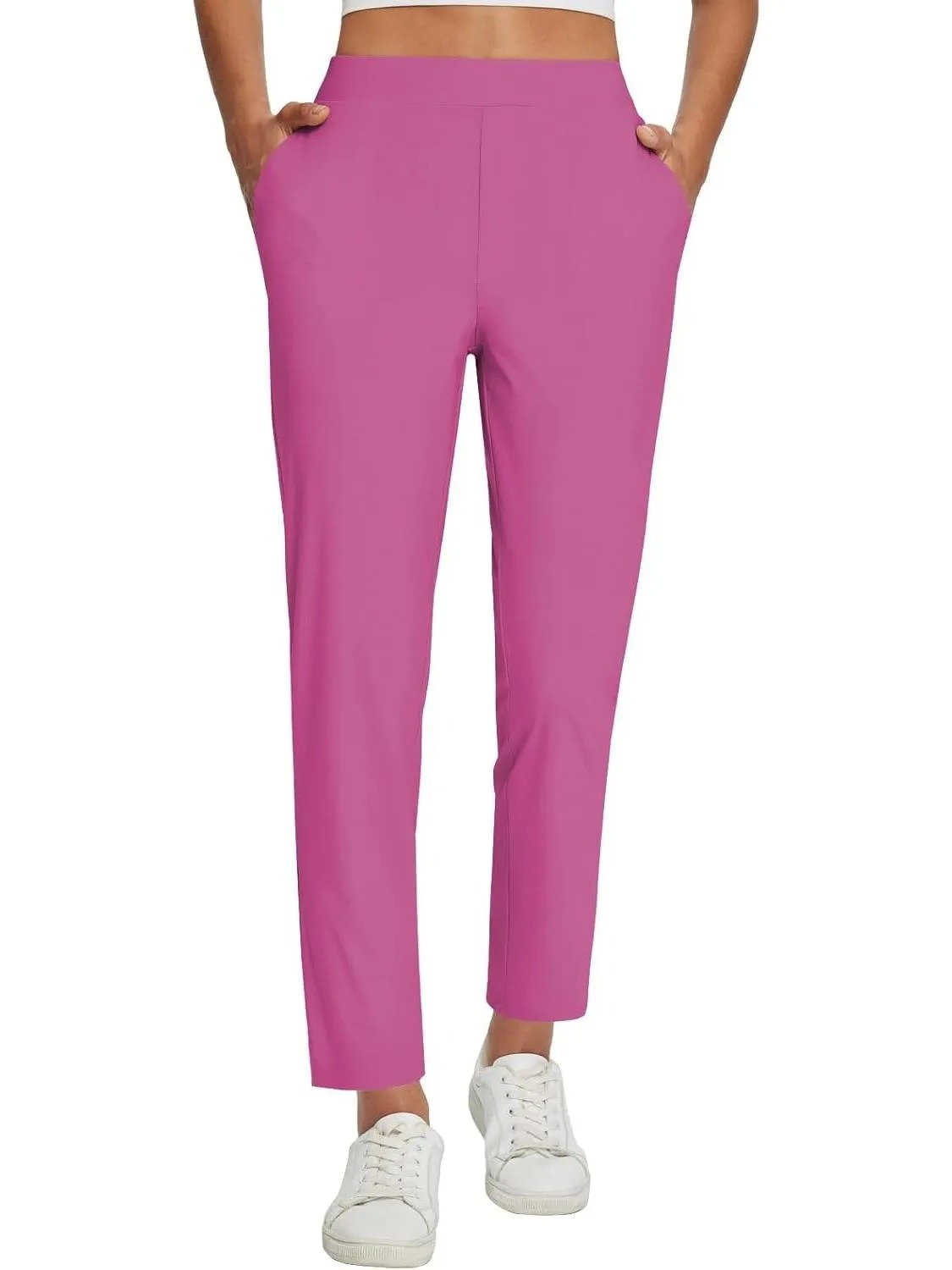 HOT SALE Women's Travel Pants Lightweight Anklle Dresss Pants With Zipper Pockets Summer UPF50