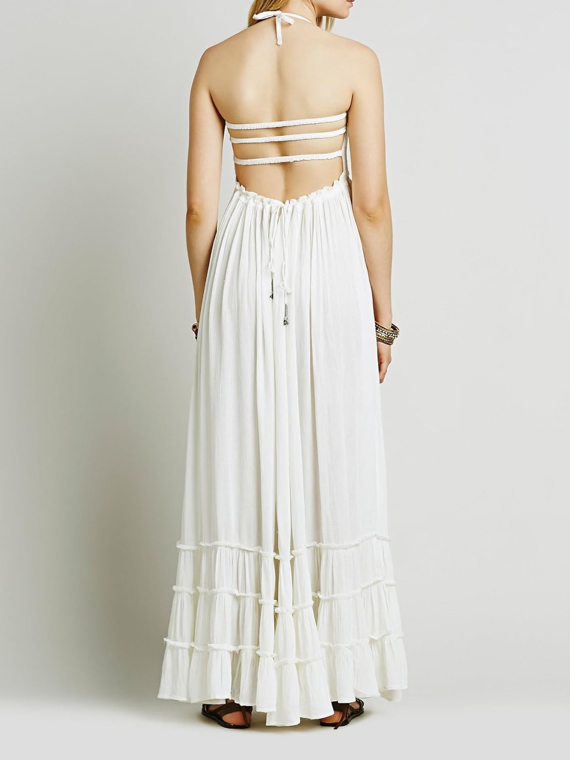 Women's Summer Halter Sexy Backless Maxi Dress