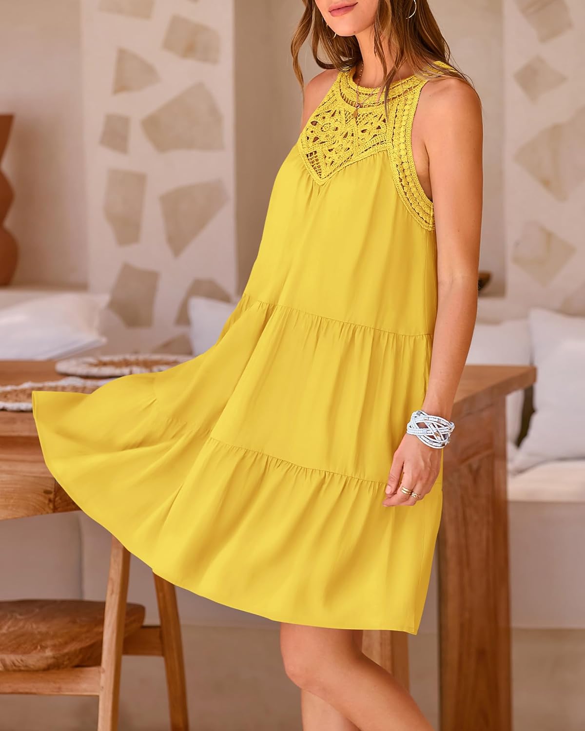 HOT SALE 2024 New Sleeveless Flower Hollow Halter A-line Dress (Buy 2 Free Shipping)