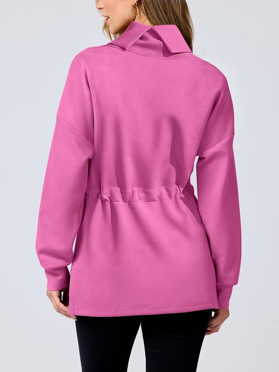 Women's Long Sleeve Turtleneck Drawstring Waist Hoodie Sweatshirts