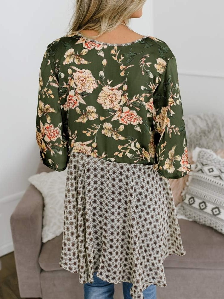 HOT SALE Women's Floral Kimono 3/4 Ruffle Sleeve Tie Cardigans Flowy Boho Loose Cover Ups