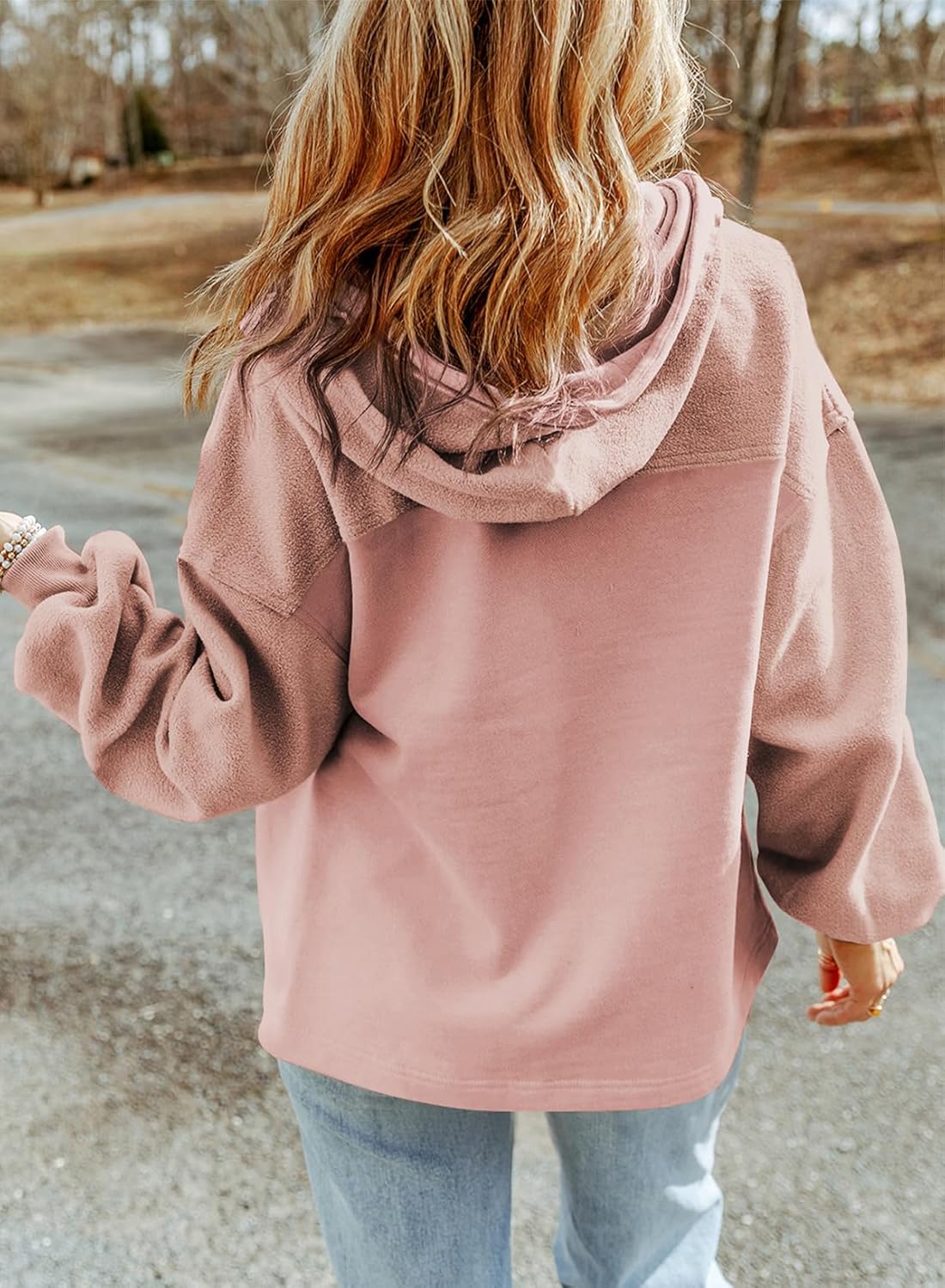 Women's Drawstring Fuzzy Sherpa Hooded Zip Up Jacket Coats with Pockets