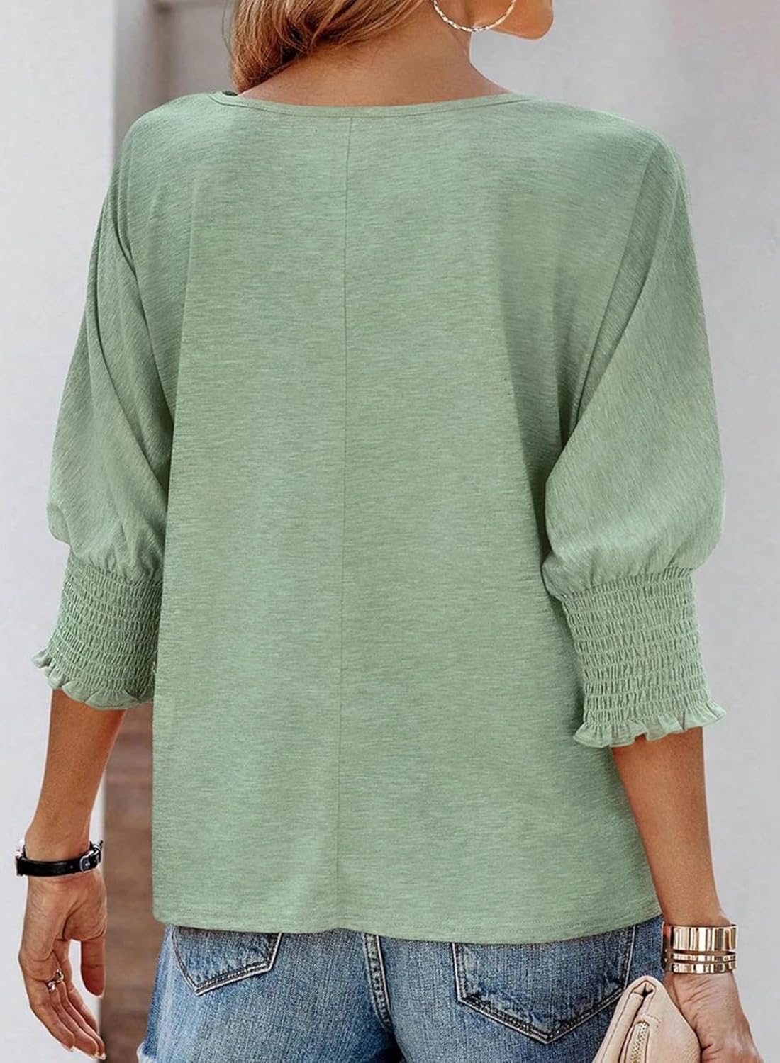 Women's 2024 Tops 3/4 Sleeve T-Shirts Cute Crewneck Tees Blouses
