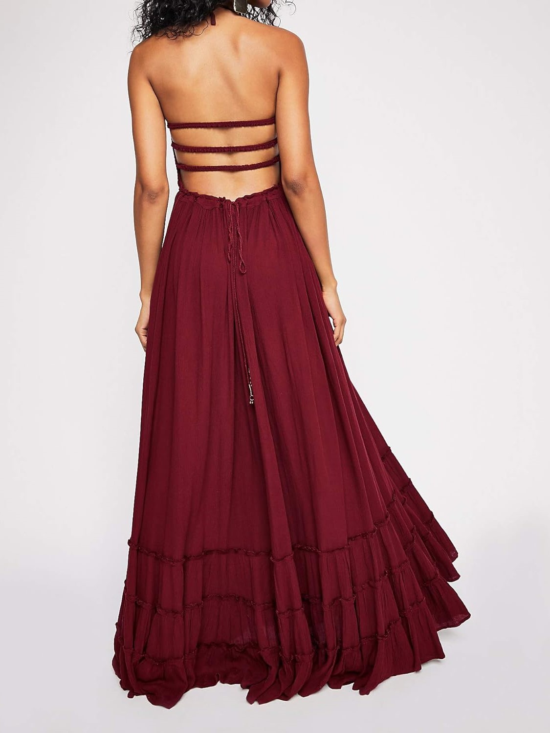 Women's Summer Halter Sexy Backless Maxi Dress