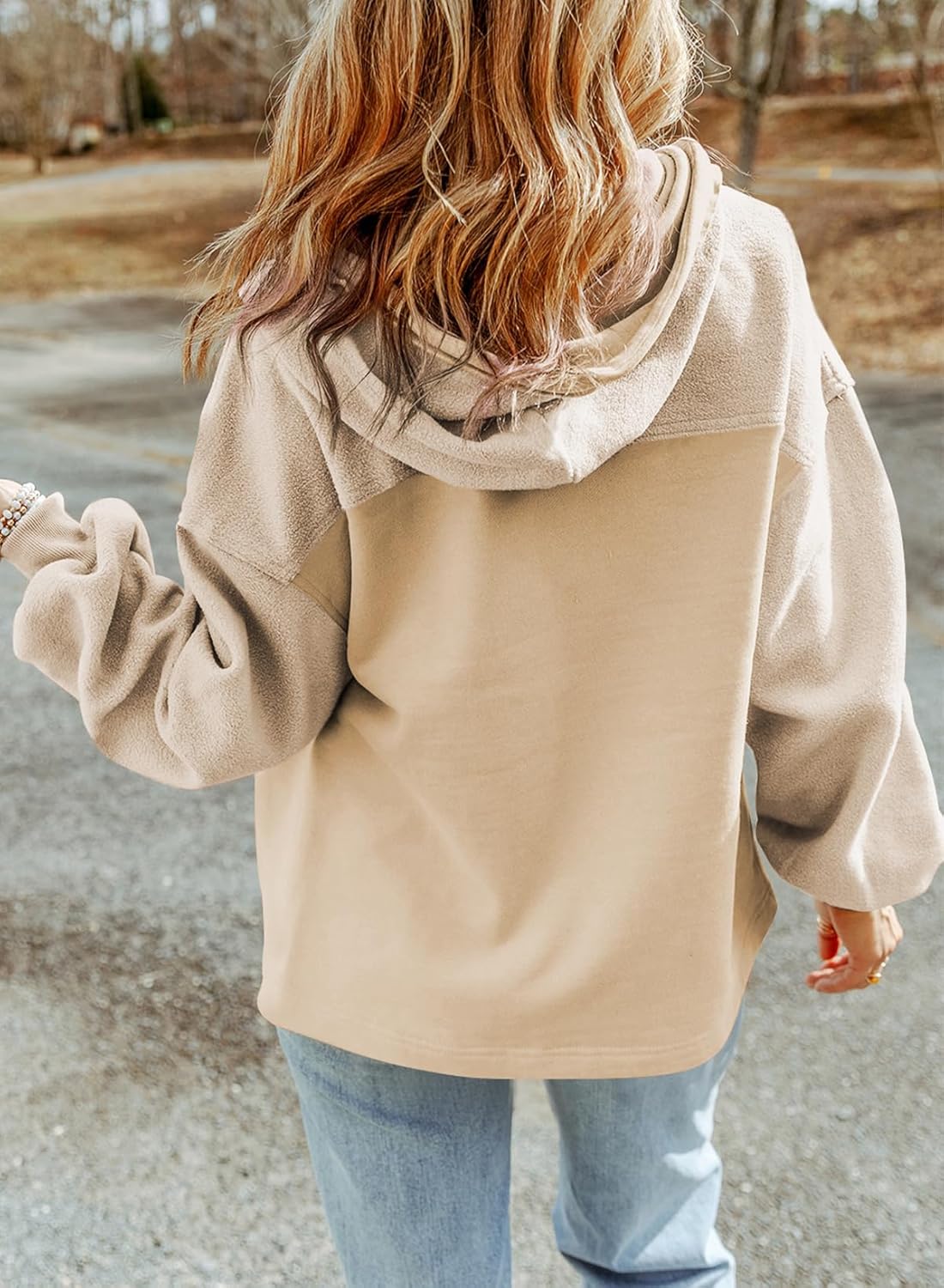 Women's Drawstring Fuzzy Sherpa Hooded Zip Up Jacket Coats with Pockets