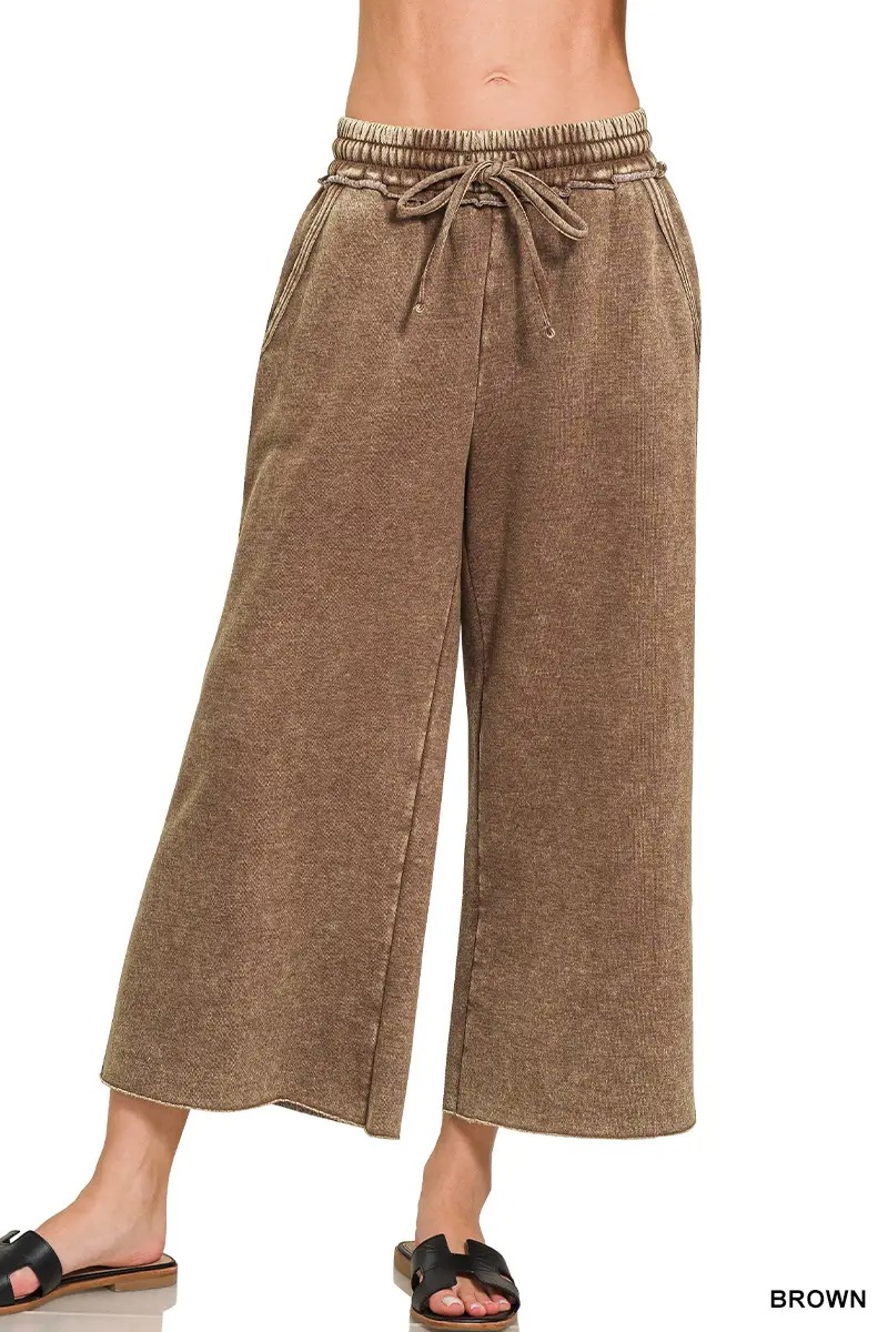 Women's Comfy Acid Wash Palazzo Sweatpants with Pockets